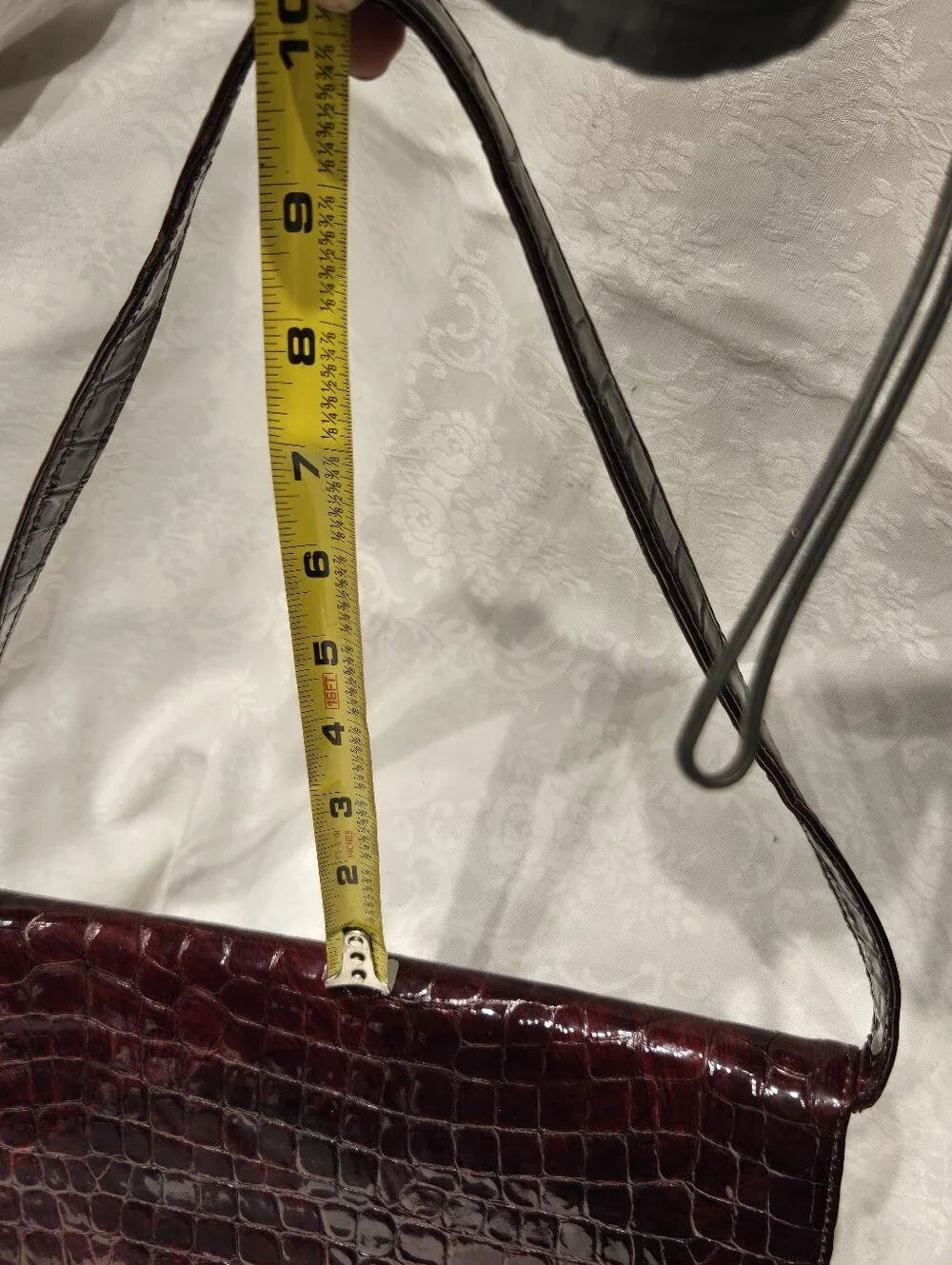 BCBG MAXAZRIA Italy Croc-Embossed Genuine Leather Shoulder Bag in Deep Burgundy